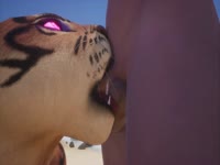 Sexy tiger having sex with a human on the beach animal porn